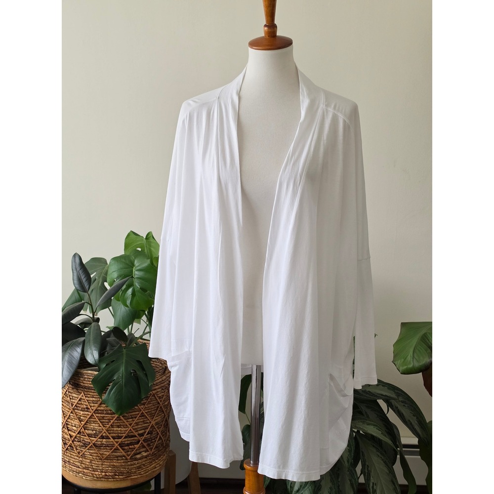 Lunya Pima Open Front Cardigan White One Size Oversized Robe‎ Loungewear